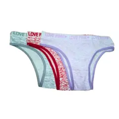 GENERICO - Trusas Bikini love pink Algodon Pyma - 3 unidades.