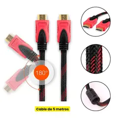 GENERICO - CABLE HDMI CON FILTROS 15 METROS ENMALLADO NEGRO CON ROJO FULL1080P