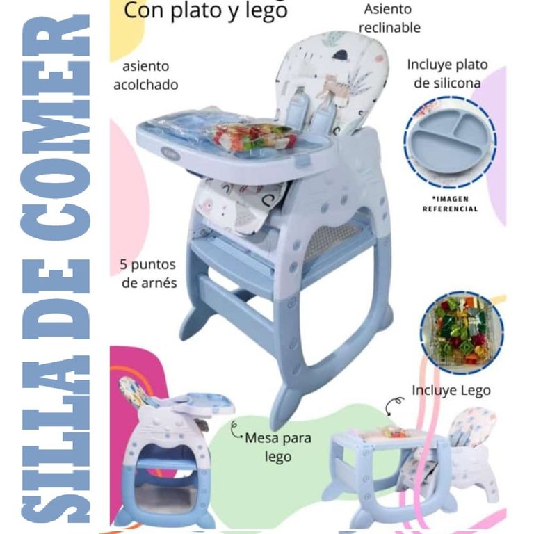 Silla de Comer Acolchonado Gato 3 en 1 Con Plato + lego