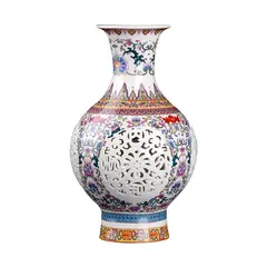 GIADE - Florero de Porcelana Flores Rosadas 28 cm