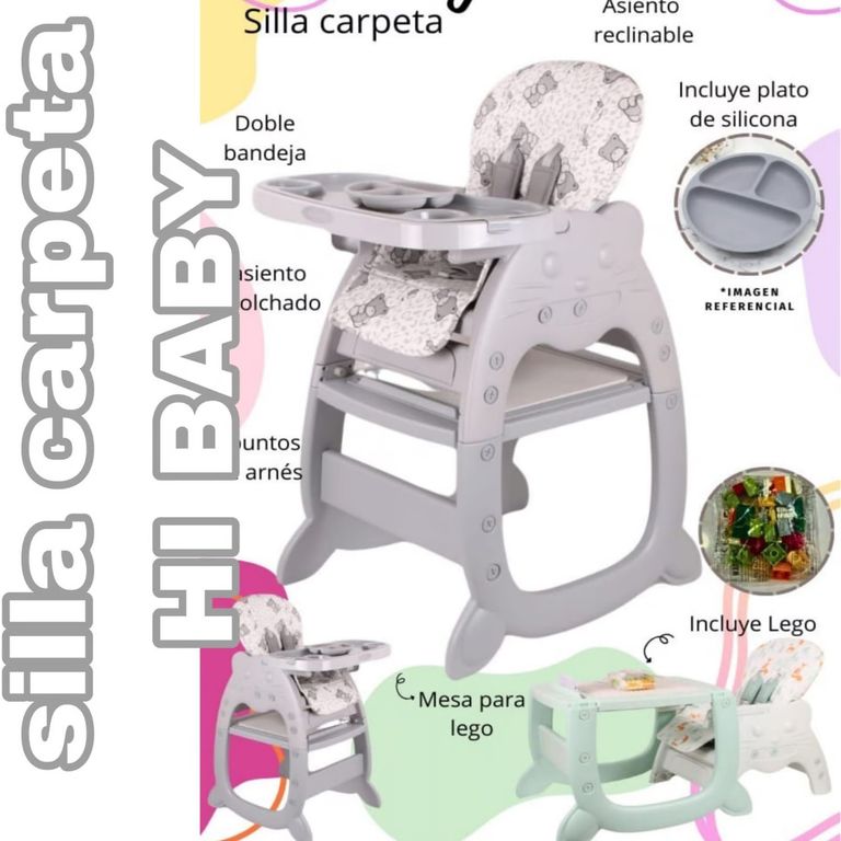 Silla de Comer Acolchonado Gato 3 en 1 Con Plato + lego