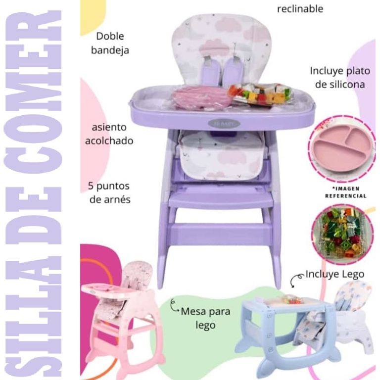 Silla de Comer Acolchonado Gato 3 en 1 Con Plato + lego