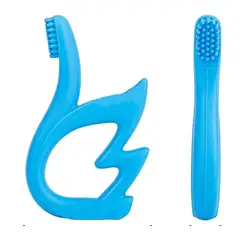 GENERICO - Cepillo de dientes Mordedor de Silicona para Bebés AZUL Bebé