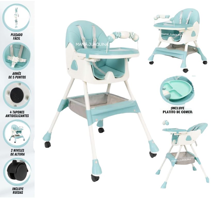 Silla de Comer 3 en 1 con Ruedas Edición Limitada Celeste