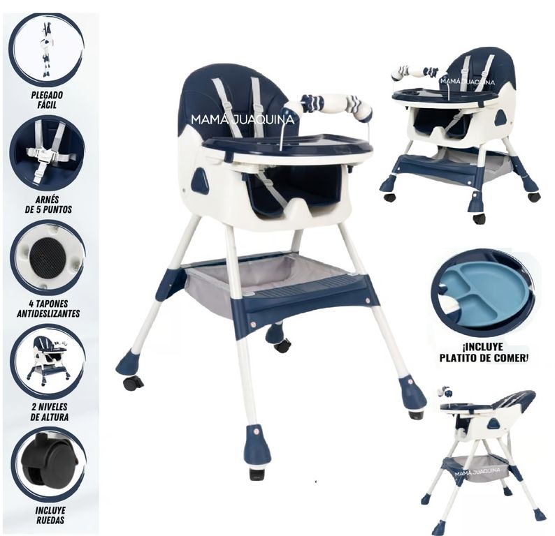 Silla de Comer 3 en 1 con Ruedas Edición Limitada Azul