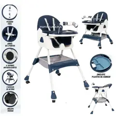 BABY - Silla de Comer 3 en 1 con Ruedas Edición Limitada Azul