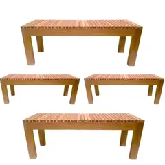 START FG - Banca de madera Banco en Madera Tornillo Juego Terraza 4 bancas