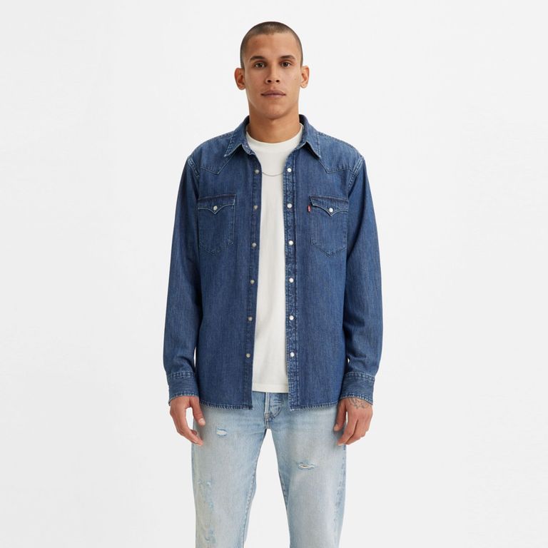 Camisa Hombre Classic Western Jean Azul