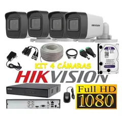 HIKVISION - Cámaras Seguridad Kit 4 TUBO FULLHD Audio DVR HQHI + 1Tb + Cable