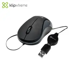 KLIP XTREME - Mouse Karbon Negro USB Retráctil Ambidiestro 1000 DPI