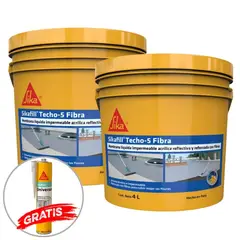 SIKA - Pack 2 Und de Impermeabilizante Sikafill Techo-5 Fibra Gris x 4L