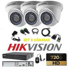 HIKVISION - Kit 3 Cámaras Seguridad Domo HD