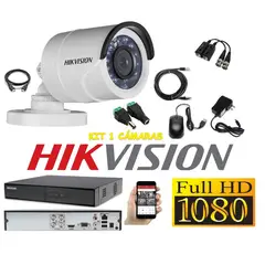 HIKVISION - Kit 1 Cámaras Seguridad Tubo Exteriror FULLHD