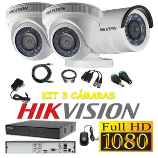 HIKVISION - Kit 3 Cámaras Seguridad FULLHD