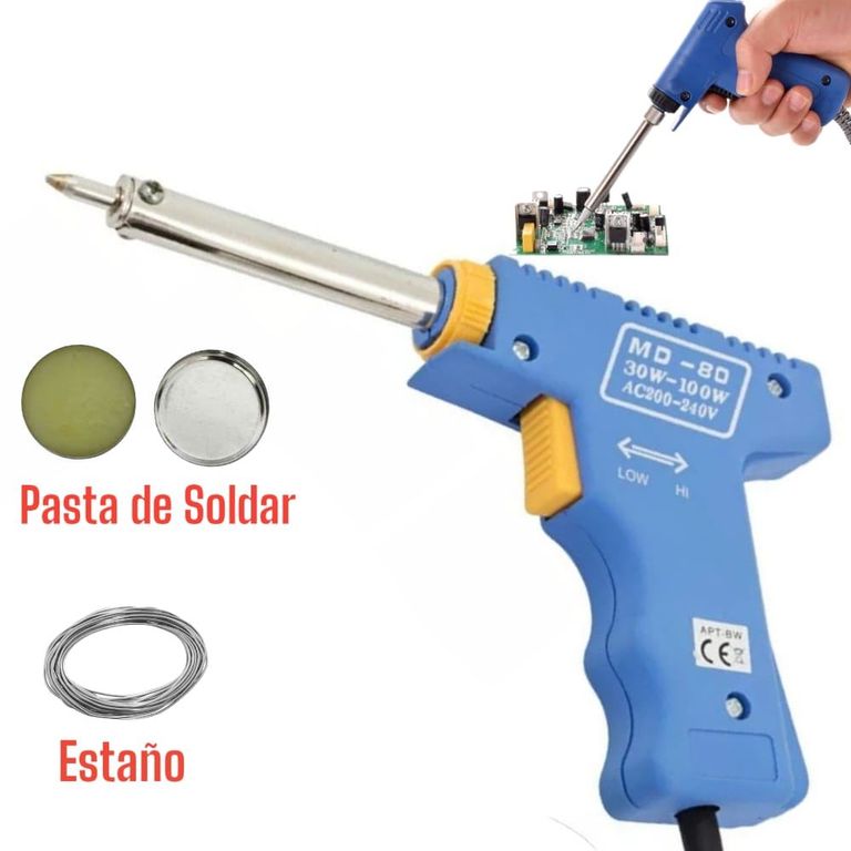 Kit De Pistola Soldador Cautin + Estaño + Pasta Flux