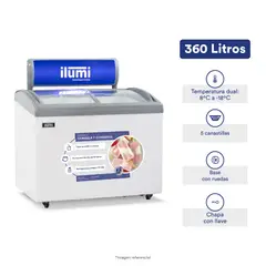 ILUMI - CONGELADOR CON TAPA DE VIDRIO 460 LTS