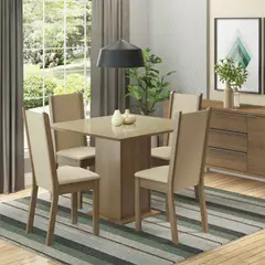 MADESA - Juego de Comedor Moscou Plus 4 Sillas - Tablero de Madera y Cristal