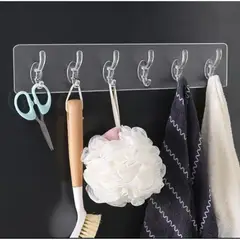 GENERICO - Perchero adhesivo colgador para pared 6 ganchos