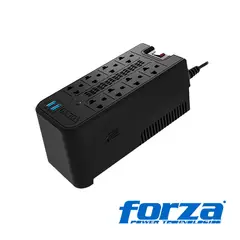FORZA - Estabilizador De Voltaje FVR-1222USB 1200va/600w Color Negro