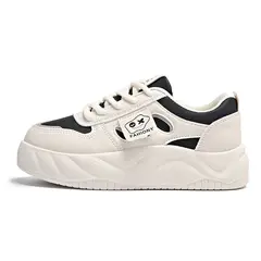 SHANDIAN - Zapatillas Plataforma Mujer Beige