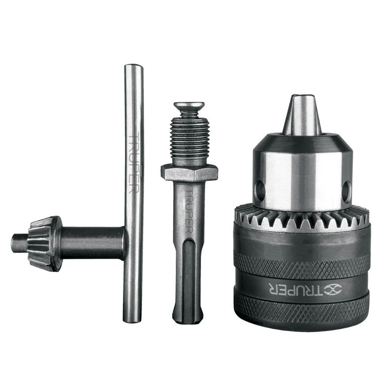 Kit mandril broquero con llave y adaptador para taladro SDS Plus