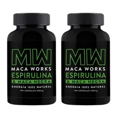 MACA WORKS - Espirulina y Maca Negra 500 mg Pack x 2