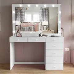 VENTITAS HOME - Tocador + Espejo Kendra Color Blanco