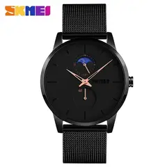 SKMEI - Reloj 9208 Fase Lunar Correa acero agujas oro rosa_.