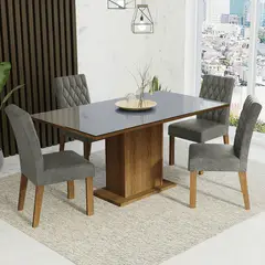 MADESA - Juego de Comedor Marilia con 4 Sillas - Tablero de Madera y Cristal