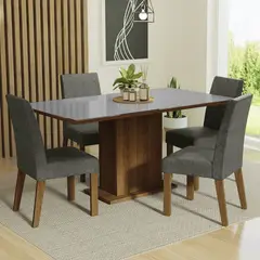 MADESA - Juego de Comedor Avril con 4 Sillas - Tablero de Madera y Cristal
