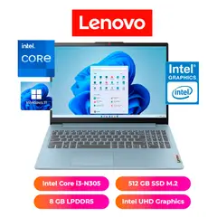 LENOVO - LAPTOP IDEAPAD 3 15", INTEL CORE i3-N305, 8GB RAM, 512GB SSD - NOTEBOOK