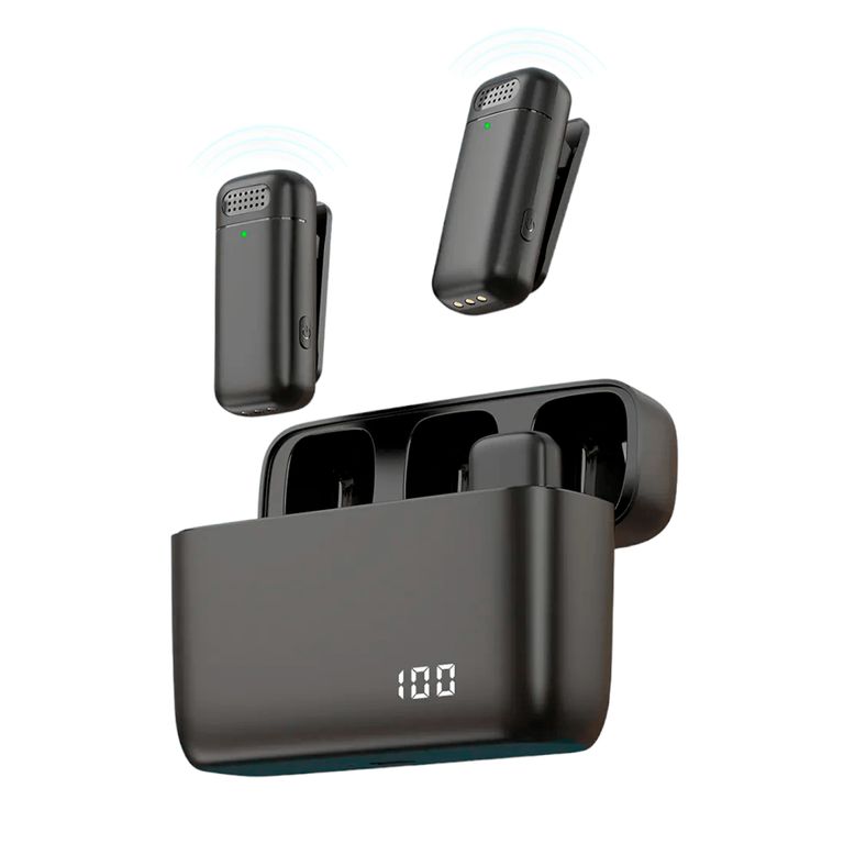 Micrófono solapero inalámbrico Dual con case de carga Tipo C - K13