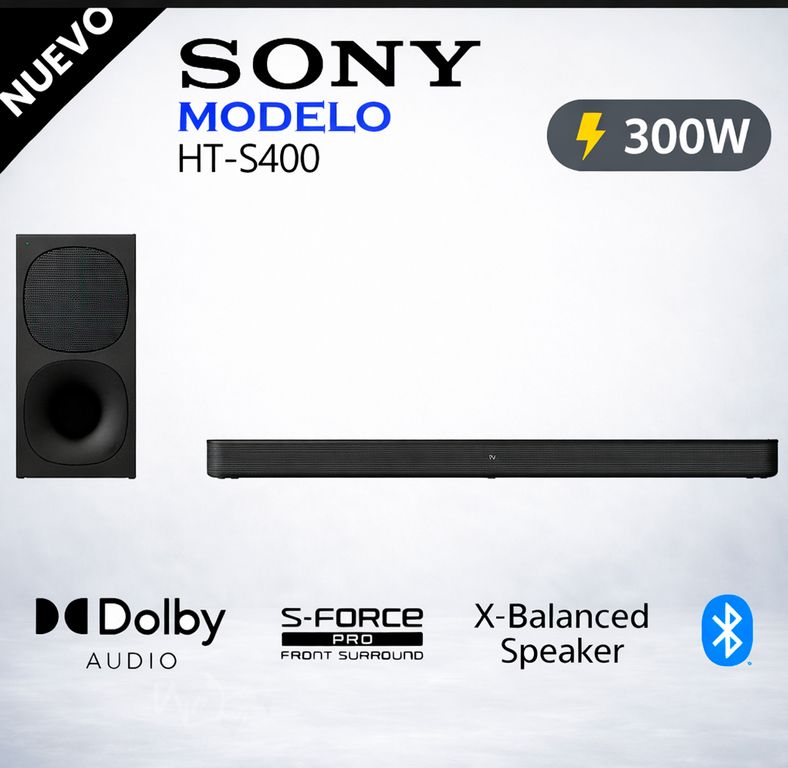 Barra de sonido de 2.1 canales con Subwoofer HT-S400