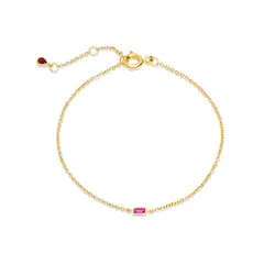 CRISLU - Pulsera de baguette rubí individual - C de