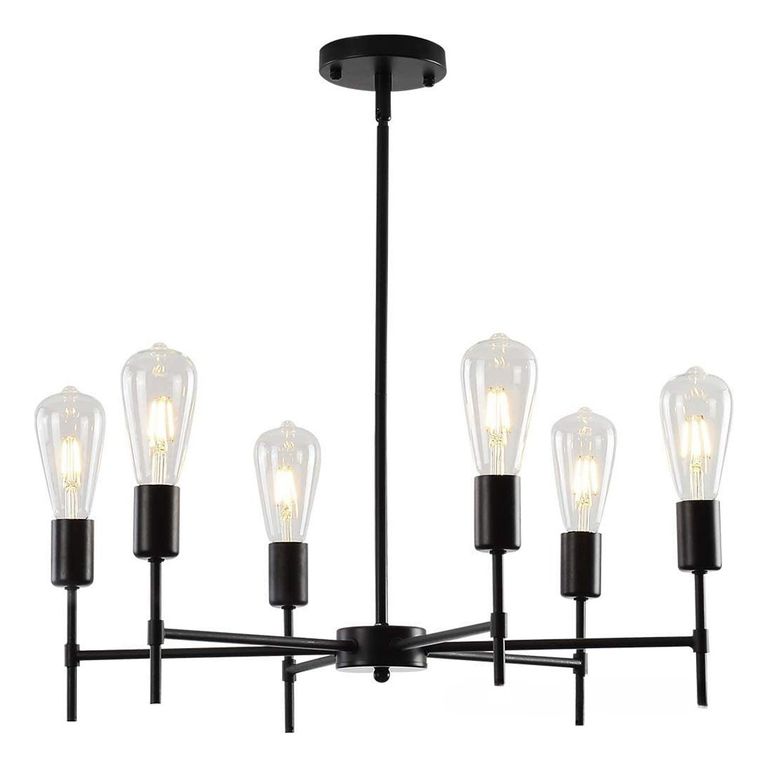 Lámparas de araña vintage 6 luces lámpara de techo negro