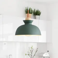 HOME NEAT - Lámpara de Techo Moderno Madera metal ø28cm E27 - Verde