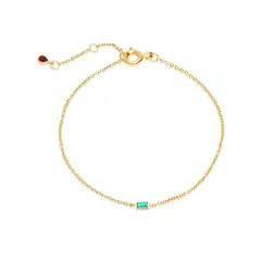 CRISLU - Pulsera de baguette esmeralda individual - C de