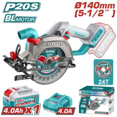 TOTAL TOOLS - SIERRA CIRCULAR 5 ½ 20V CON 1 BATERÍA Y CARGADOR 140 MM- TSLI14023