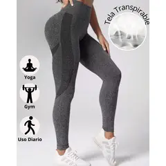 GENERICO - Leggings Negro Deportivo con Push Up - Sin Costuras - Control Abdomen