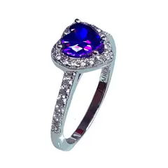 AFRODITA - Anillo de Compromiso 614 Amatista Plata Maciza Bañado en Oro Blanco