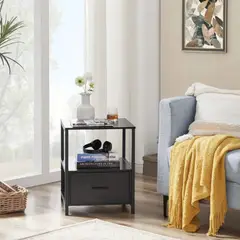 TU MESITA - Velador Industrial Lucas color Negro 1 cajón