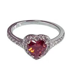 AFRODITA - Anillo de Compromiso 614 Rubí Plata Maciza Bañado en Oro Blanco