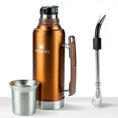 STANLEY - Termo de Bebida Mate System Dorado 1.2l + Bombilla Negro
