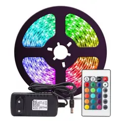 OEM - Cinta Multicolor LED RGB 35 / 28 De 3Metros 3M + Control Autoadhesivo