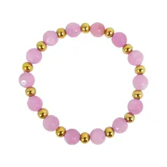 GENERICO - Pulsera Mujer Piedra Natural Rosa Joya Regalo Acero Dorado