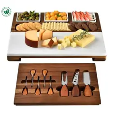 GENERICO - Set Tabla Quesos & Charcutería Lux Premium Mármol 2 piezas