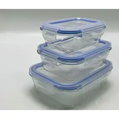 GENERICO - JUEGO DE TAPER 3 PIEZAS DE VIDRIO