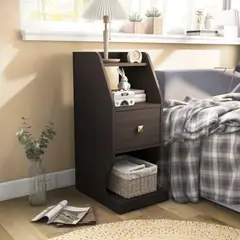 TU MESITA - Velador Moderno Oriana color Marrón 1 cajón