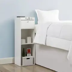TU MESITA - Velador Alto Mirlo color Blanco 1 cajón