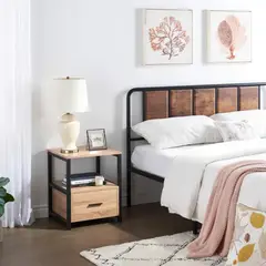 TU MESITA - Velador Industrial Lucas color DunaNegro 1 cajón